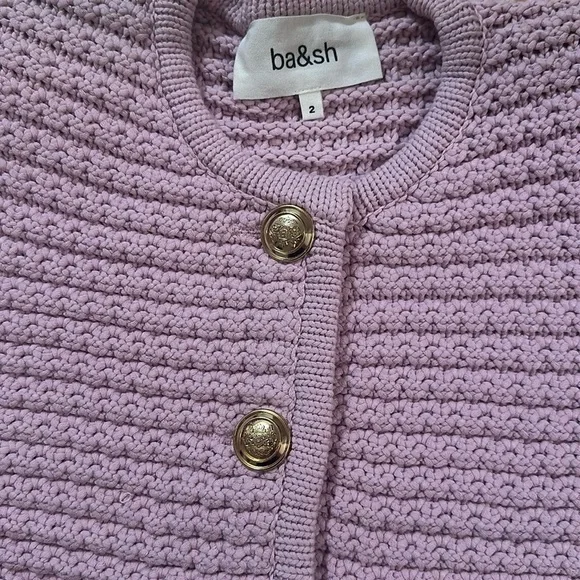 NEW Ba&sh Bash Gaspard Tweed Cardigan Jacket In Purple Lilac | size  2 / M - Picture 9 of 13
